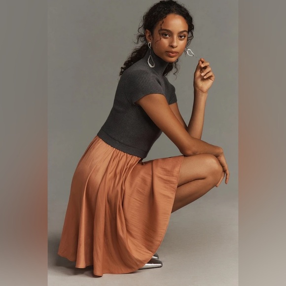 NWT! Anthro The Thea Twofer Sweater Dress: Short-Sleeve Mini Edition - 2X🟤 - Picture 2 of 11